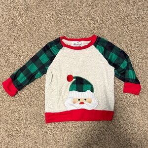 Hannah Kids Santa Sweatshirt with Red and Green Plaid